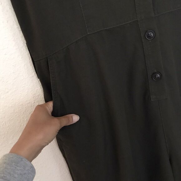 Lucky Brand Olive Green Short Sleeve Collared Casual Jumpsuit Flight Suit - L - Picture 4 of 7